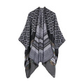 Mujer Wrap Pashmina Poncho Cape Chal similar a la lana Diseño reversible Cárdigan largo Suéter Ruana